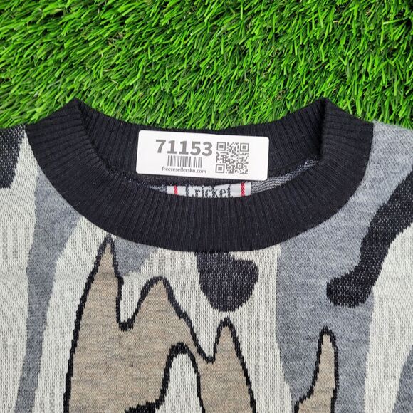 Vintage 70s Camo Sweater Womens Small 21x21 USA - Picture 10 of 11